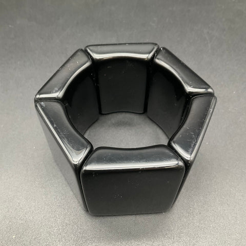 Sobral Jackie Brazil Sabrina Black Resin Geometric Block Stretch Bracelet 7.25"