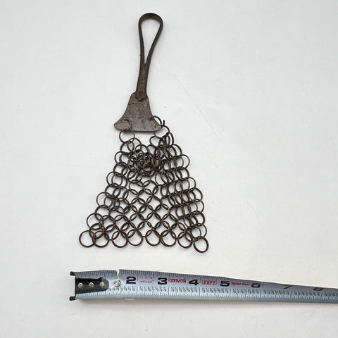 Antique Chainmail Pot Scrubber Metal Mesh Kitchen Scraper Patent 1885 Primitive