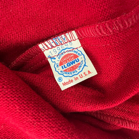Vintage 80s Anne Klein Red 1/4 Zip Knit Top Shoulder Pads ILGWU USA Sz S