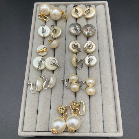 Vintage Richelieu Faux Pearl Clip On & Screw Back Earrings Jewelry Lot 11 Pairs