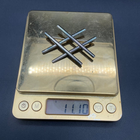 925 Mexican Sterling Silver Brooch Hashtag Pound Symbol Modernist Design 11.1g