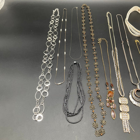 Fashion Jewelry Lot of 11 Necklaces and Bracelet Statement Beaded Mixed Tones