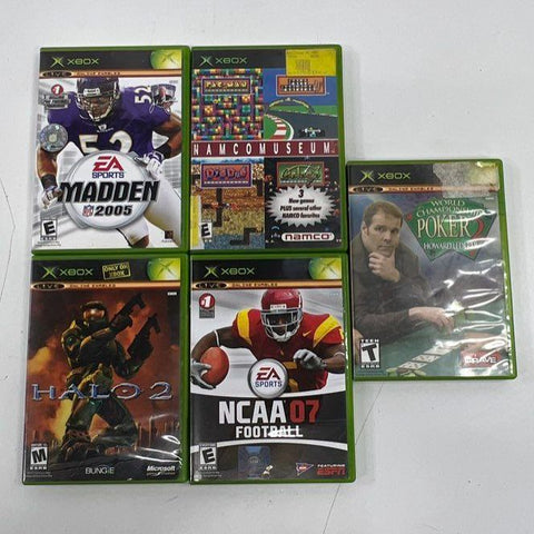 Halo 2 Namco Museum NCAA Football 07 Original Xbox 5 Game Lot Microsoft