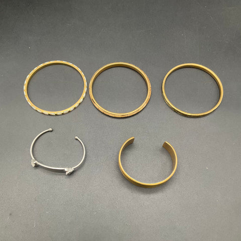 Gold & Silver Tone Jewelry Lot of 7 Cuff Bangle Bracelets Boho Stone Inlay