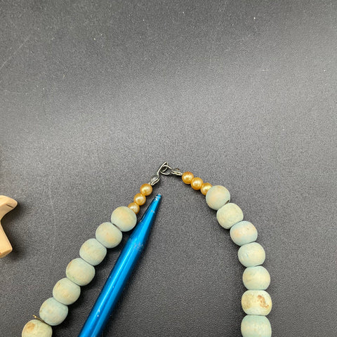 Vintage Boho Wooden Jewelry Lot 5 Necklaces Carved Elephant Cow Beads