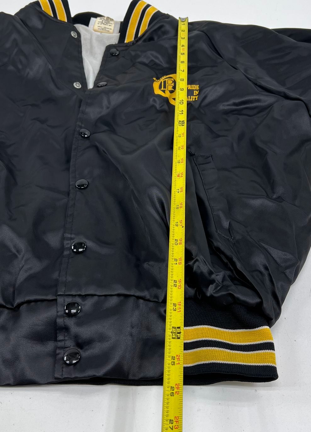 Vintage Hartwell Sports PPC Logo Bomber Jacket Mens XL Black Nylon Snap Front