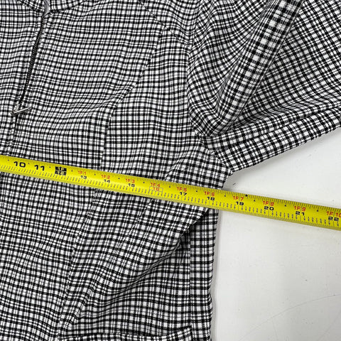 WHBM NWT Black White Mini Plaid Band Collar Jacket Women's Size 14