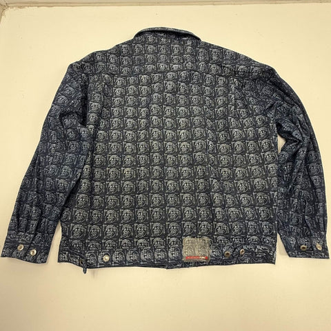 Vintage Y2K Platinum Fubu Fat Albert All Over Print Denim Shirt Jacket Men's 2XL
