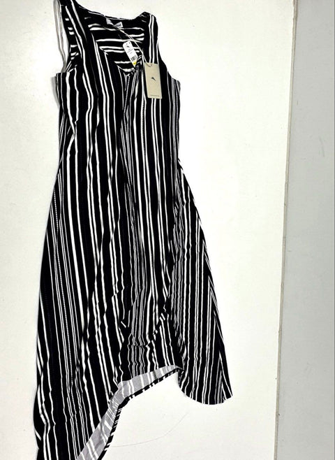 Tommy Bahama Women's Anoche Stripe Maxi Dress Black White Sleeveless NWT Sz M