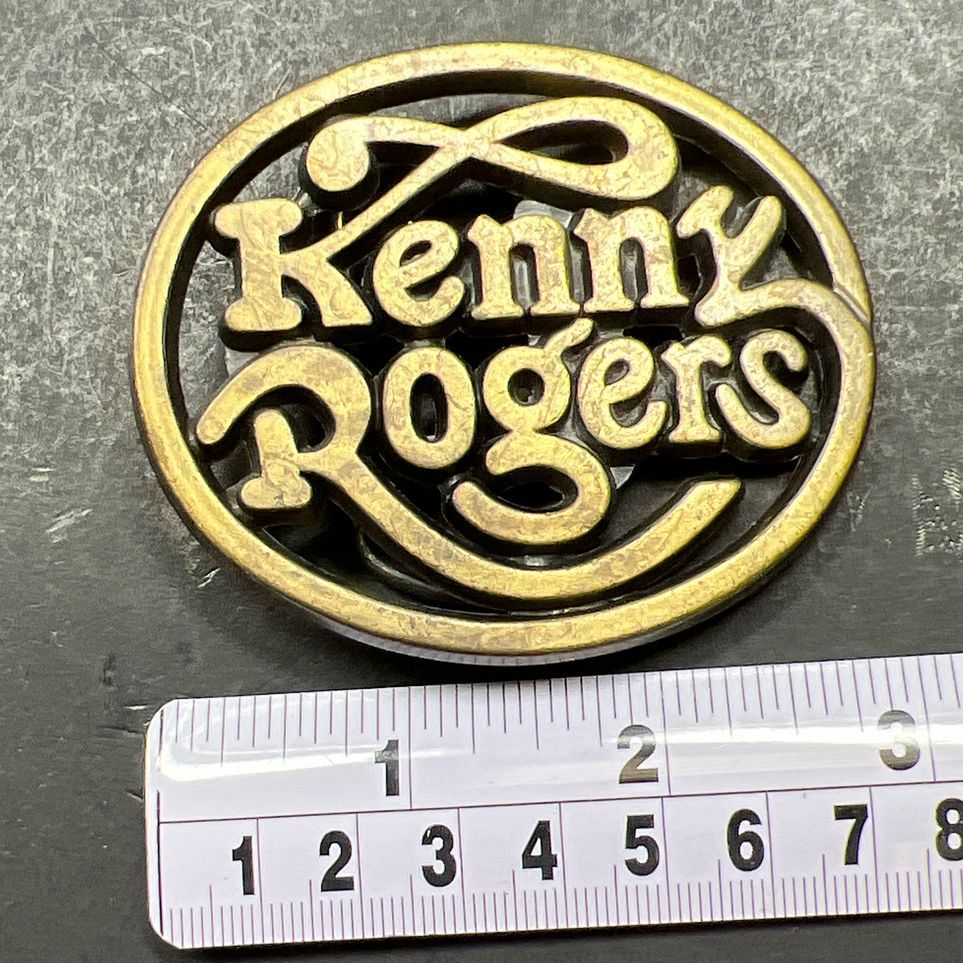Vintage Kenny Rogers Brass Belt Buckle