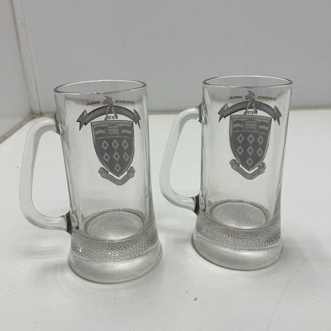 Vintage 1970 Quincy College Holiday Tournament Glass Beer Mugs Set of 4