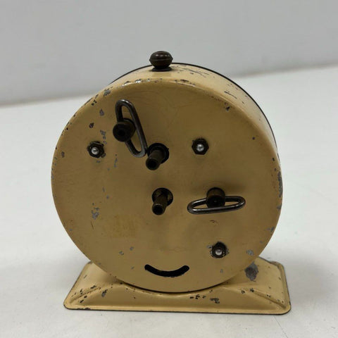 Vintage Gilbert Ruler Metal Alarm Clock Art Deco Style Cream