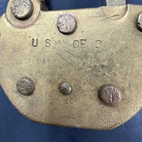 Vintage Adlake Brass Padlock US OF O PAT 2040482 Heavy Duty No Key