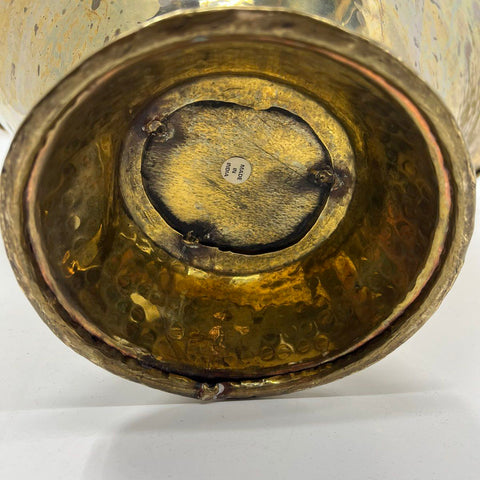Vintage Hammered Brass Scuttle Basket Planter Bucket 12.5" H Made in India