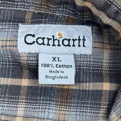 Carhartt Men's Tan Flannel Lined Canvas Shirt Jacket Workwear Size XL