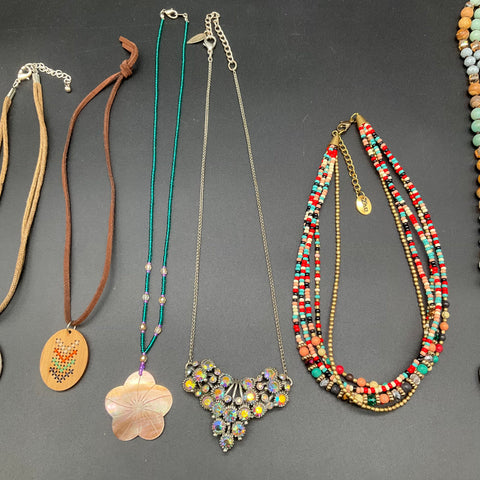 ZAD Coldwater Creek Mixed Style Jewelry Lot 8 Necklaces Rhinestone Beaded Flower