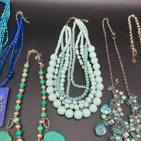 Fashion Jewelry Lot 9 Necklaces Boho Southwestern Faux Turquoise Shell Beaded