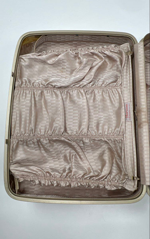 Vintage 1960s Samsonite Horizon Off White Hard Shell Suitcase Luggage 20"