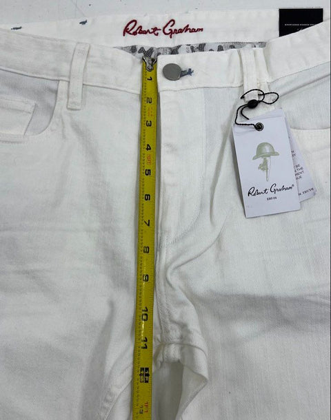 Robert Graham Men's NWT Palin Tailored Kipling White Denim Jeans Size 35