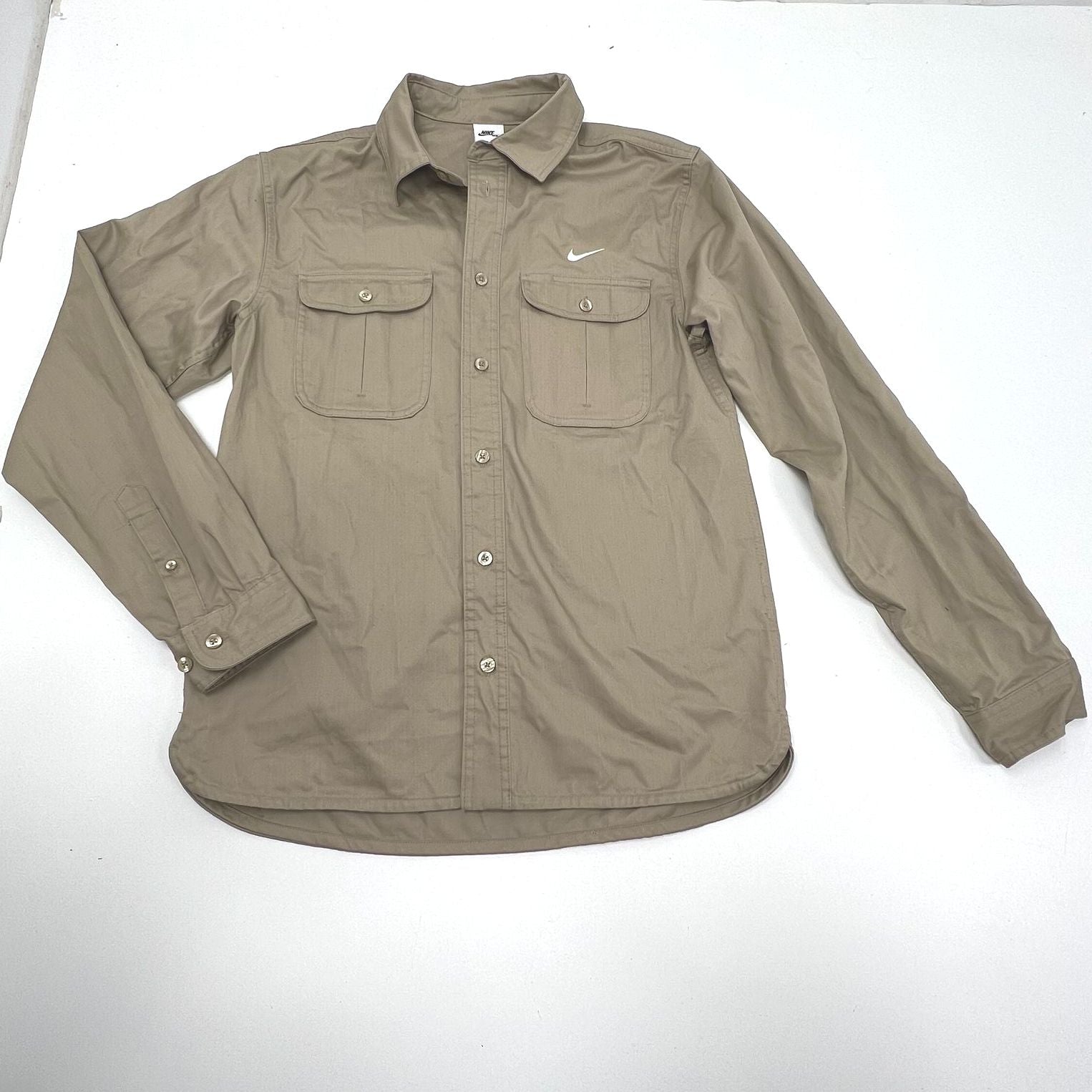 NWT Nike Khaki Button Down Long Sleeve Adult Unisex Small