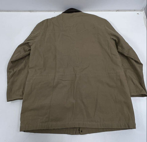 Madison Creek Outfitters Men's Tan Canvas Barn Coat Leather Collar Jacket Size M