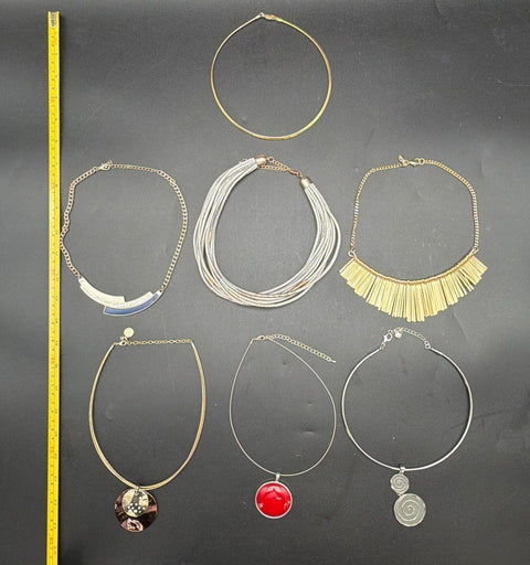 Mixed Fashion Jewelry Lot 7 Necklaces Express 1946 Pendants Gold Silver Tone