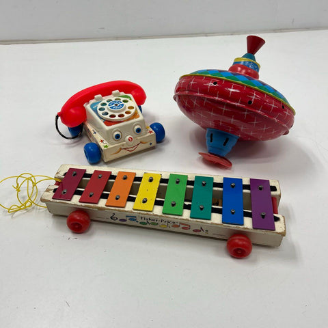 Vintage 70s 80s Fisher Price Chatter Phone Xylophone Metal Top Toy Lot