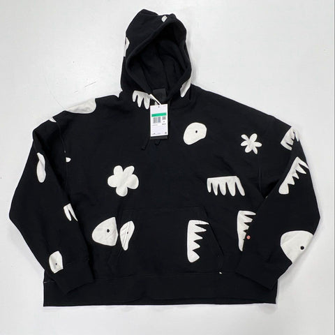 Nike Jordan Women's Flight Fleece Printed Hoodie Black Abstract Loose Sz XL NWT
