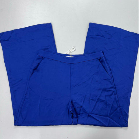 Trina Turk Women's Royal Blue Satin Ines Wide Leg Pants NWT Sz 12