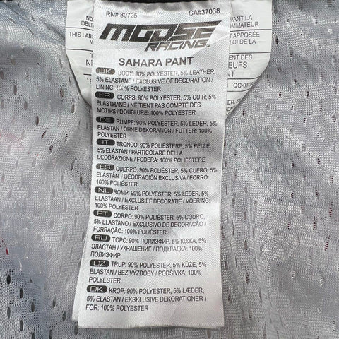 Moose Racing Men's Sahara Rebel Motocross MX Pants Red White Blue Vented Size 34