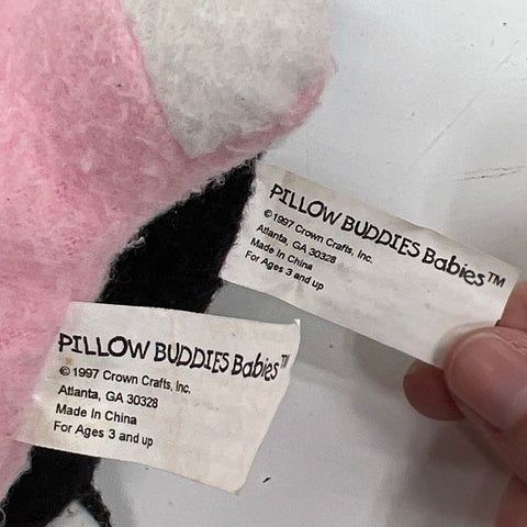 Vintage 1997 Pillow Buddies Babies Lot of 4 Plush Cow Cat Bunny Dino Crown