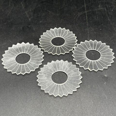 Vintage Clear Glass Candle Drip Bobeches Set of 4 Starburst Etched Design