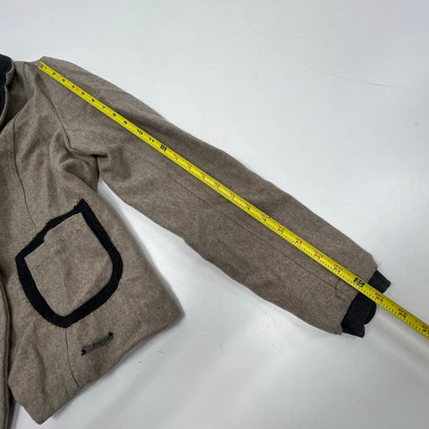 Desigual Women's Tan Gray Wool Blend Art to Wear Blazer Jacket Size 12