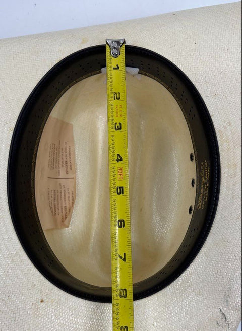 Vintage Wrangler Men's 7X Straw Cowboy Hat Western Leather Band Natural Large