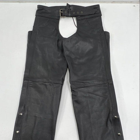 Biker's Gear Men's Black Leather Motorcycle Riding Chaps Size 2XL