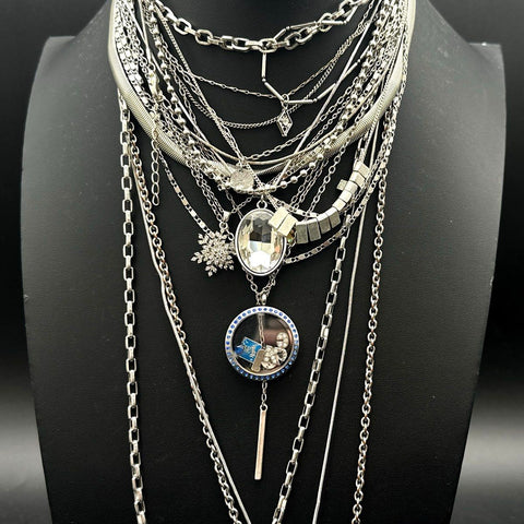Mixed Fashion Jewelry Necklace Lot 20 Pcs Owl Locket KC Royals Silver Tone