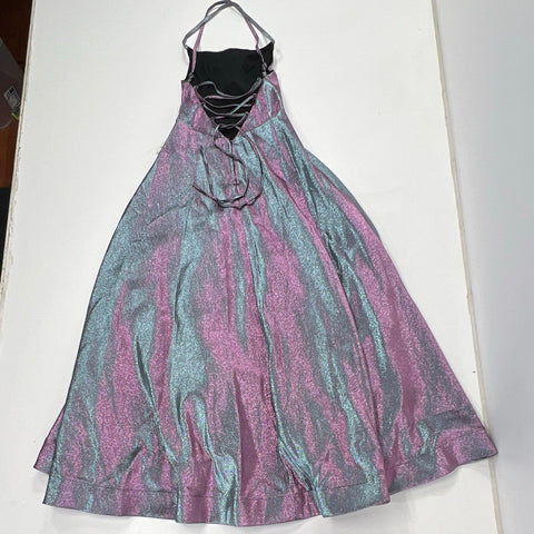 NWT Xtraordinary Womens Teal Pink Iridescent Gown Lace Up Prom Dress Size 5