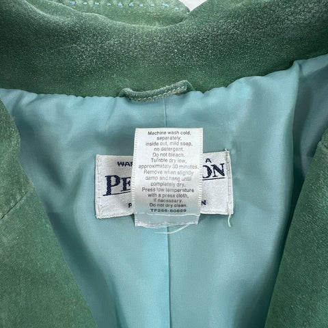 Pendleton Women's Green Suede Leather 3-Button Blazer Jacket Sz XL