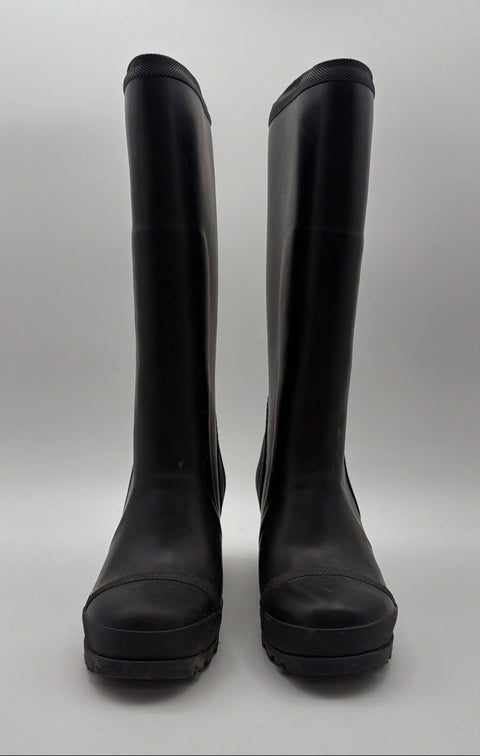Sorel Joan of Arctic Wedge Black Rubber Rain Boots Women's Size 8.5