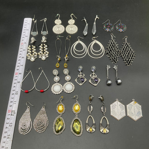 Boho Modern Costume Earrings Lot 16 Pairs Geometric Statement Drop Stud