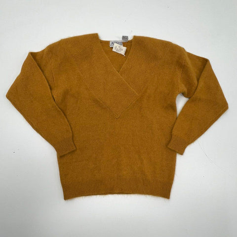 Vintage 80s Autograph Angora Lambswool Blend V-Neck Sweater NWT Sz S