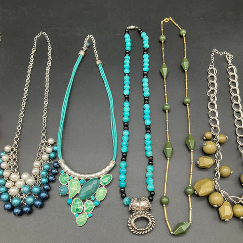 Fashion Statement Jewelry Lot of 8 Necklaces Beaded Bib Pendant Multi-Strand