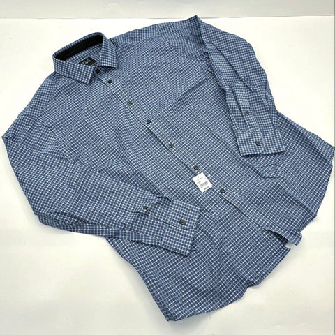 Jos. A. Bank Men's Blue White Check Traveler Tech Tailored Fit Shirt L NWT