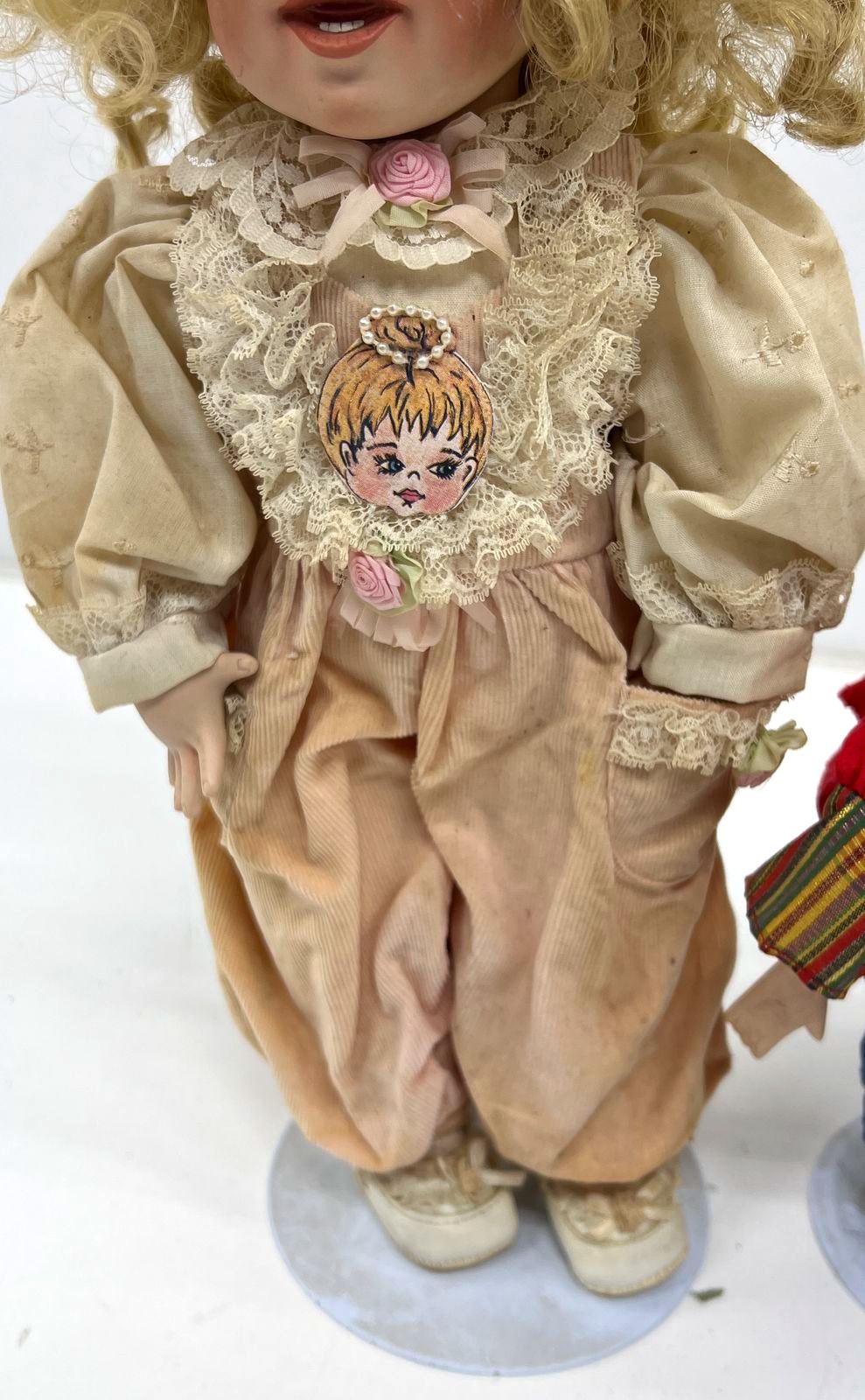 Seymour Mann 1992 Doll + Porcelain Clown Lot of 3 Vintage Collector Dolls