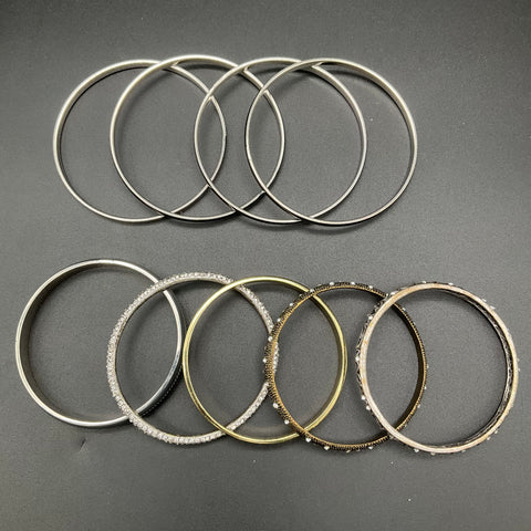 22 Piece Fashion Jewelry Bangle Bracelet Lot Gold Silver Tone Rhinestone Enamel