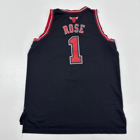 Vintage 2012 Chicago Bulls Derrick Rose #1 Adidas NBA Jersey Black Sz XL