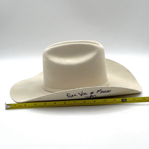 Estampida Men's 50X Felt Cowboy Hat Off-White Autographed Voz de Mando Sz 6 3/4