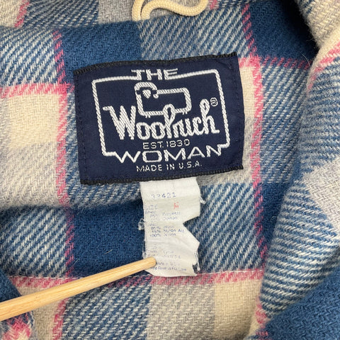 Woolrich Beige Tan Vintage 80s Plaid Lined Faux Fur Hood Parka Coat Womens M