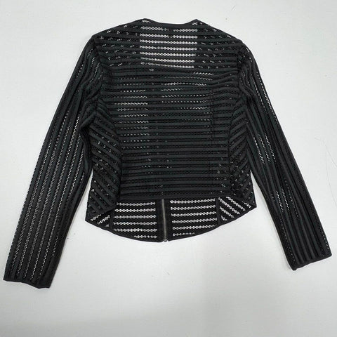 Express Women's Black Mesh Stripe Full Zip Jacket Size S NWT