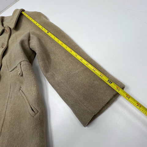 Vintage 70s Wool Blend Tan Car Coat Fully Lined Jacket Sz M